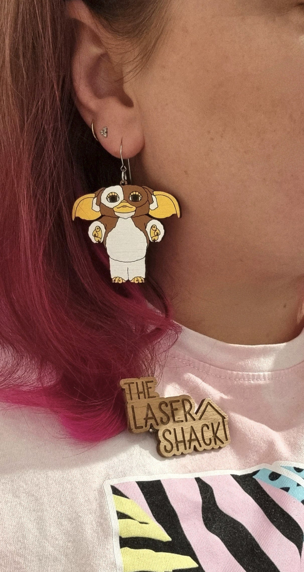Earrings Gizmo - Hand-Painted Wood