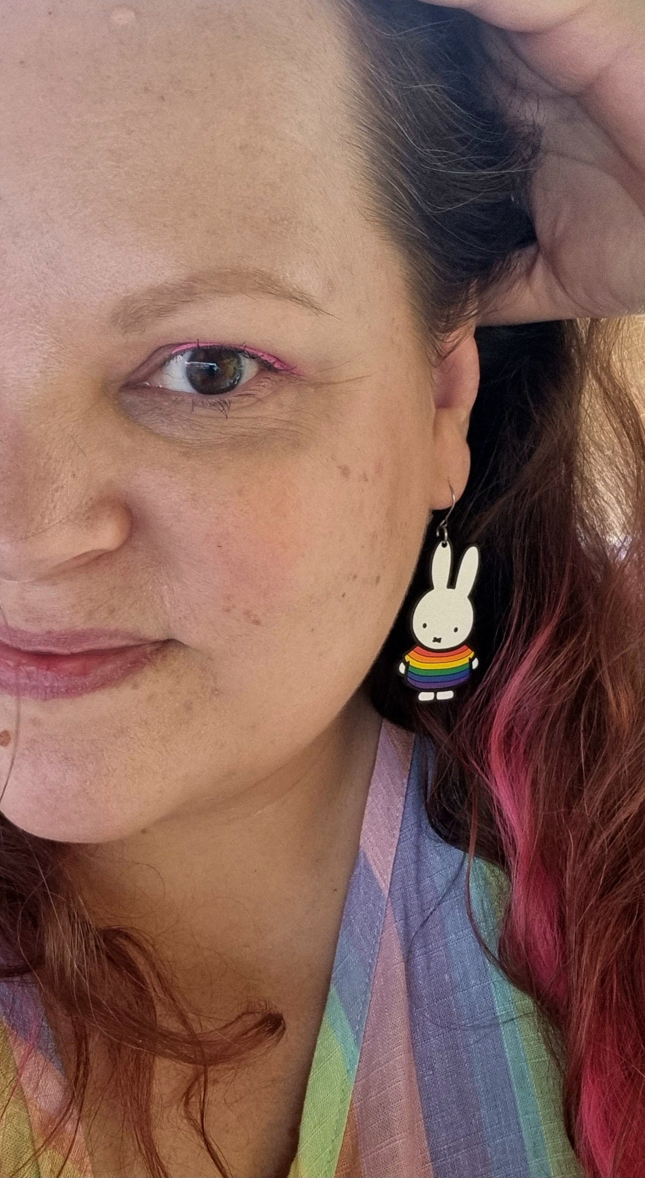 Bunny Rainbow LGBTQIA+ Earrings Hand-Painted Wood