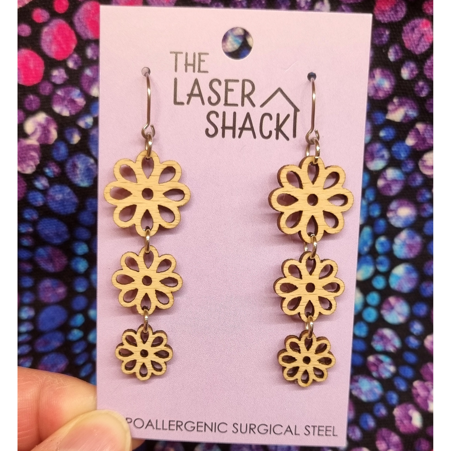 Earrings Daisy Chain - Wood