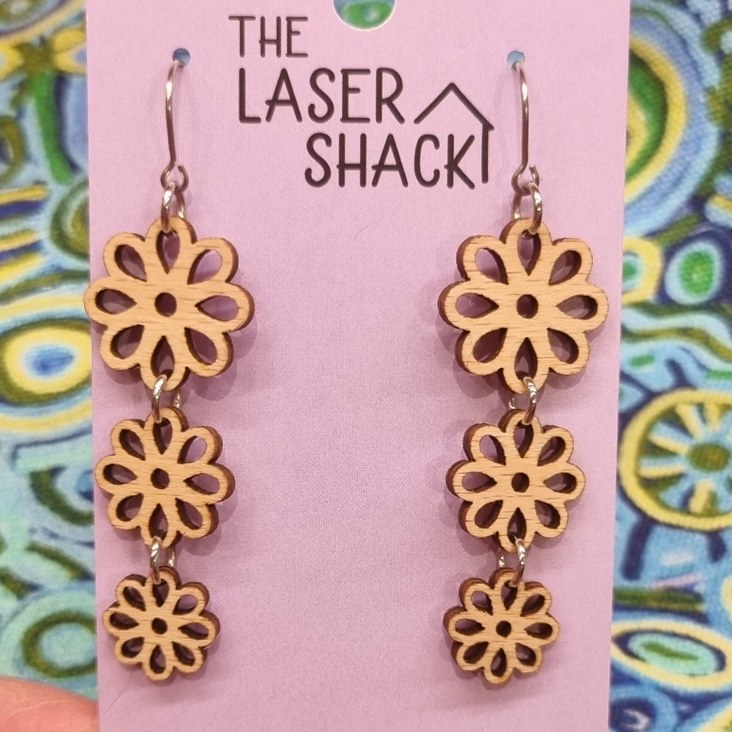 Earrings Daisy Chain - Wood