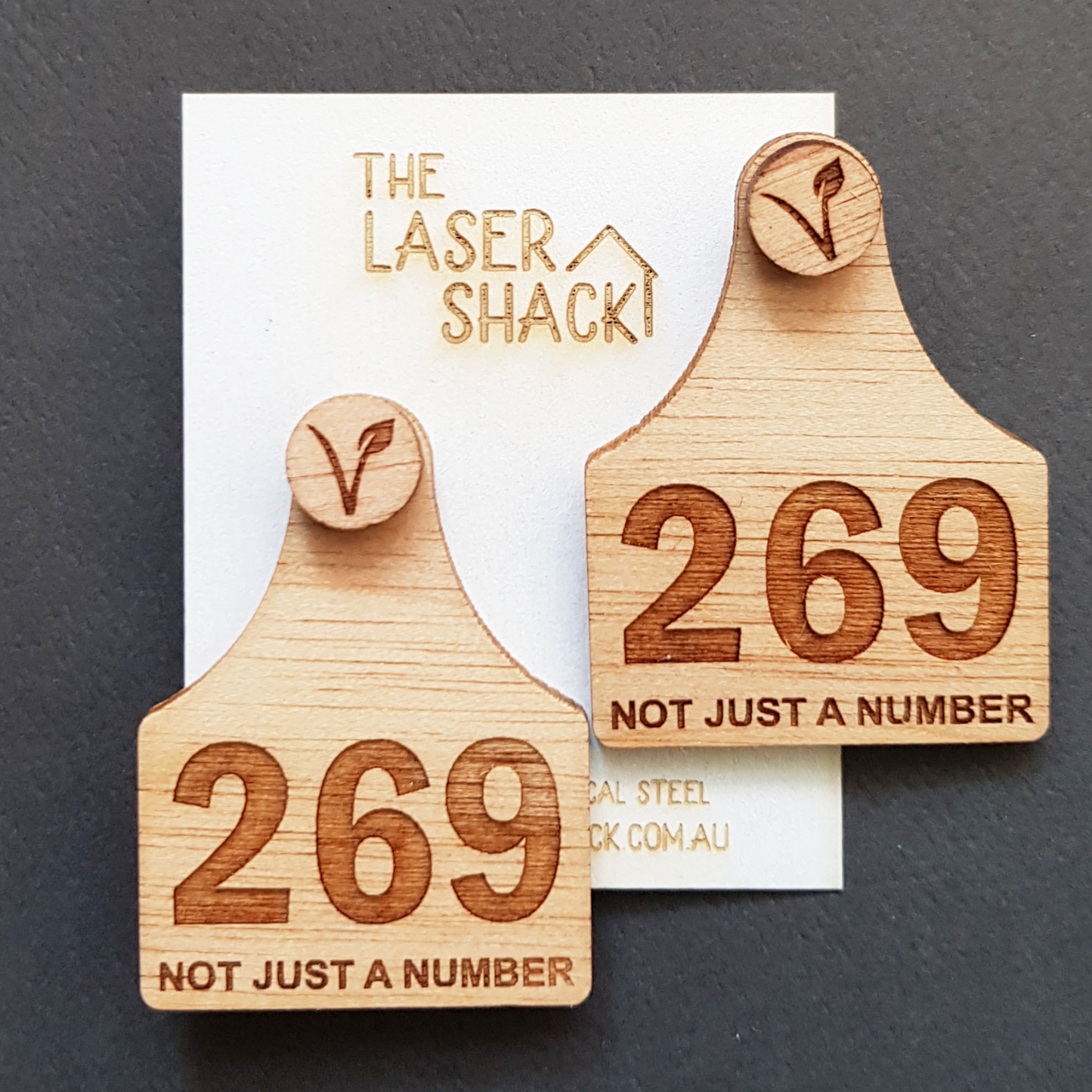 Earrings Cowtag 269 Not just a number - Wood