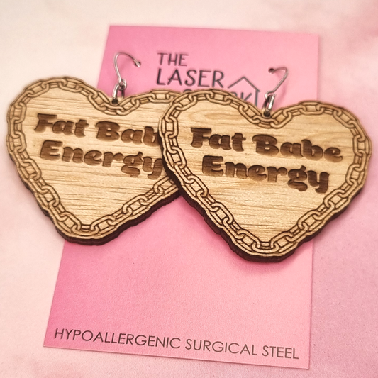 Fat Babe Energy Earrings Wood