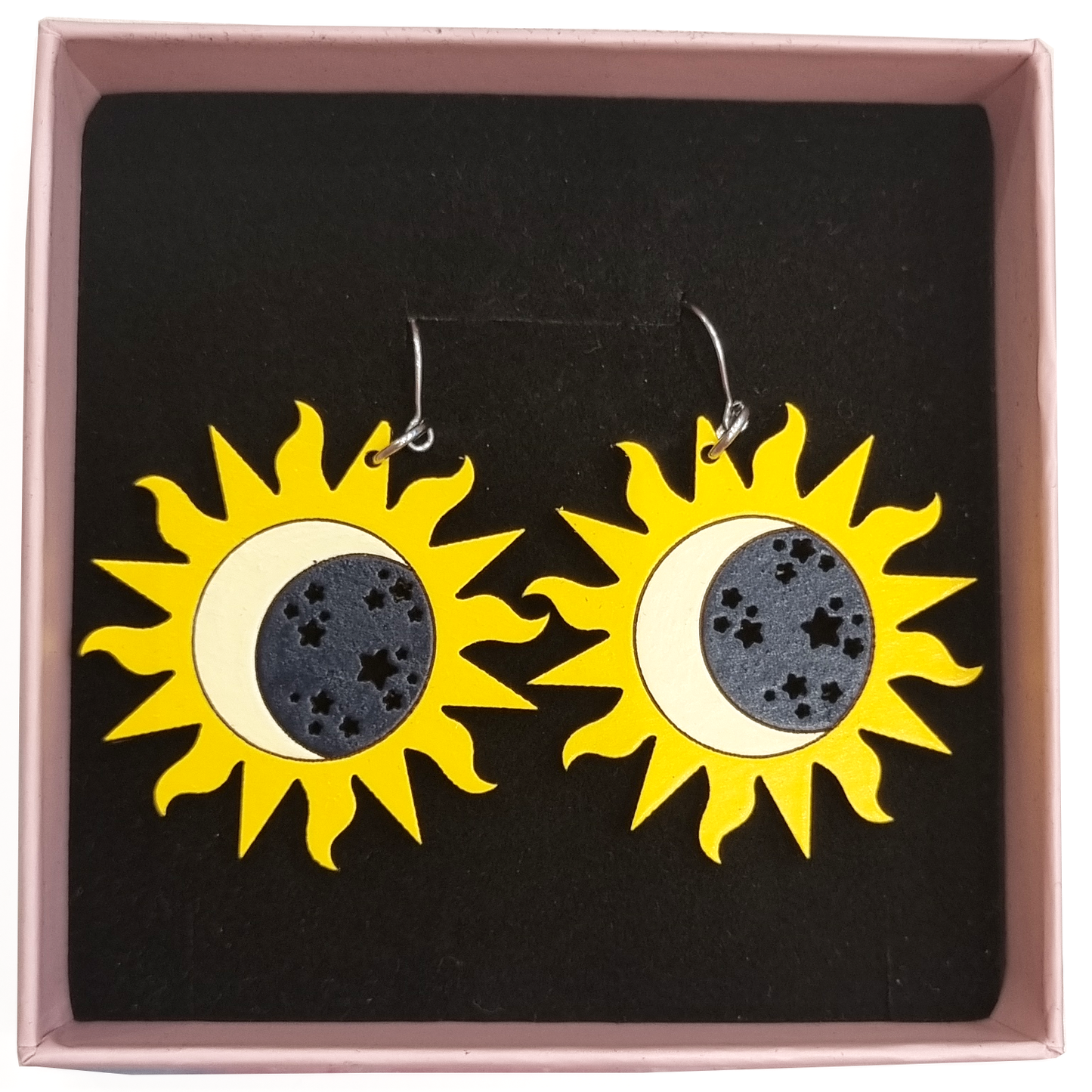 Celestials Earrings Hand-Painted Wood