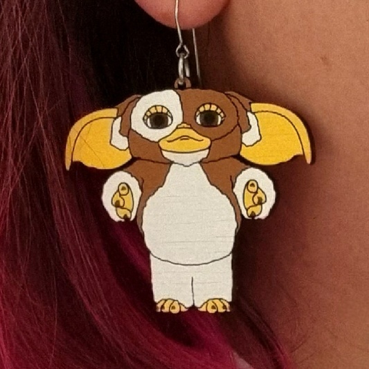 Gizmo Earrings Hand-Painted Wood