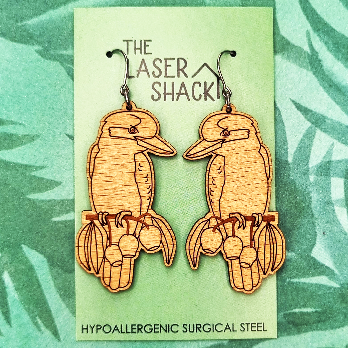 Kookaburra Earrings Wood