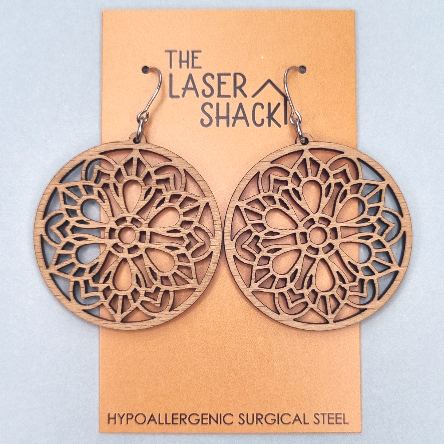 Earrings Rosette - Wood