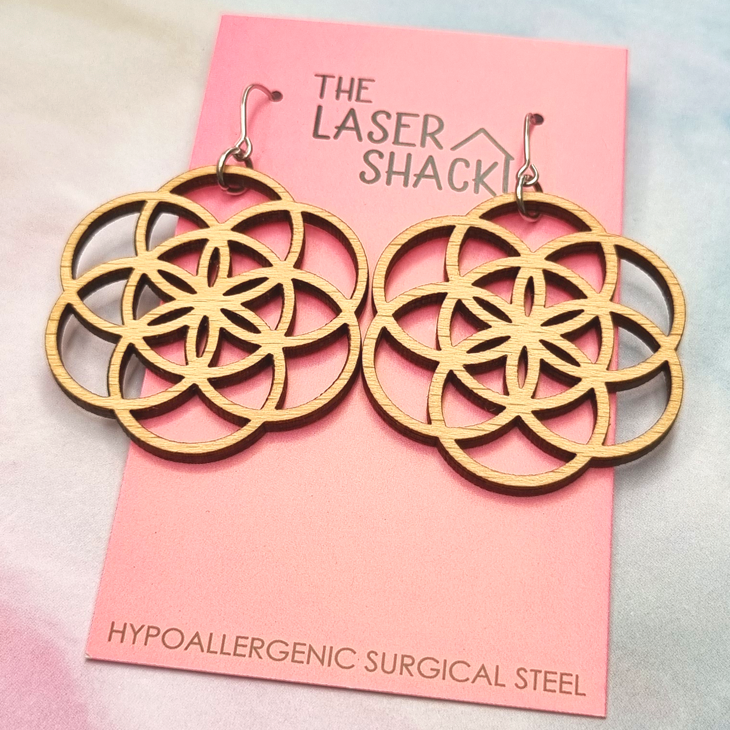 Earrings Seed of Life - Wood