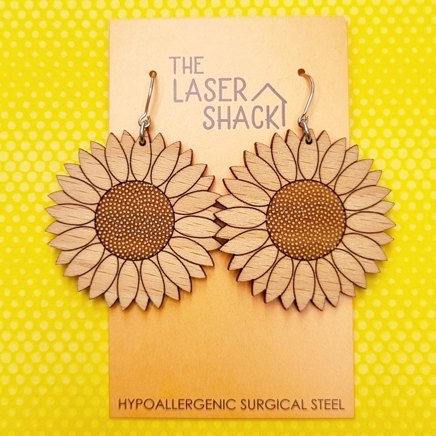 Earrings Sunflower - Wood