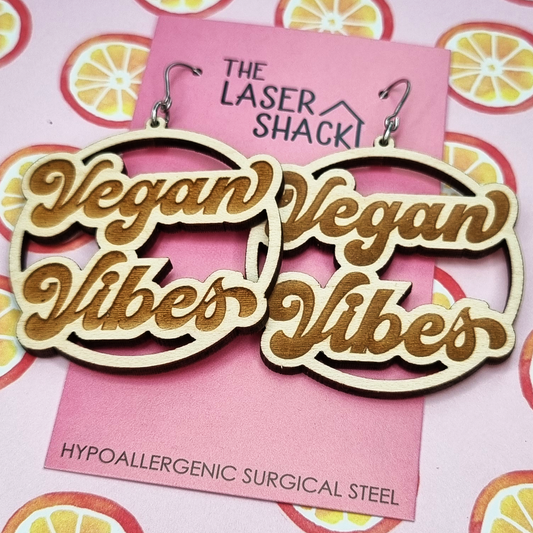 Vegan Vibes Earrings Wood
