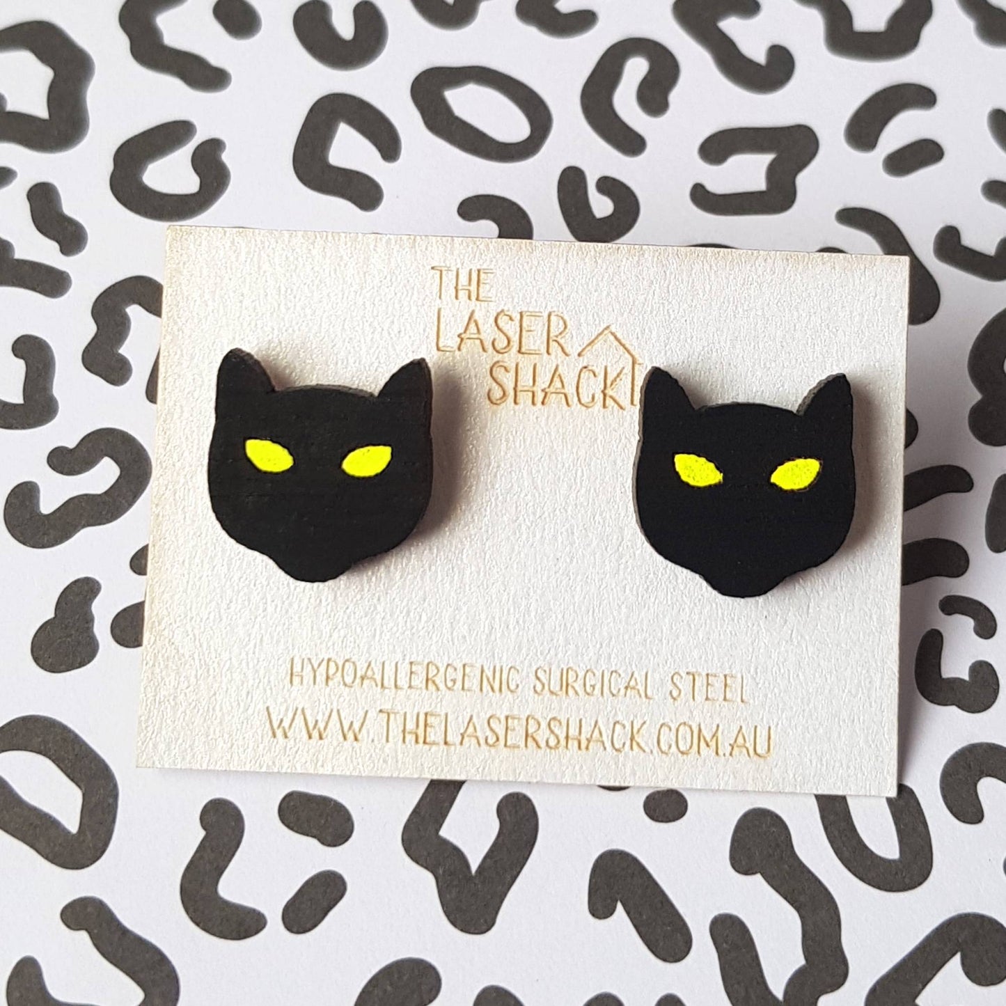 Studs Black Cat - Hand-Painted Wood