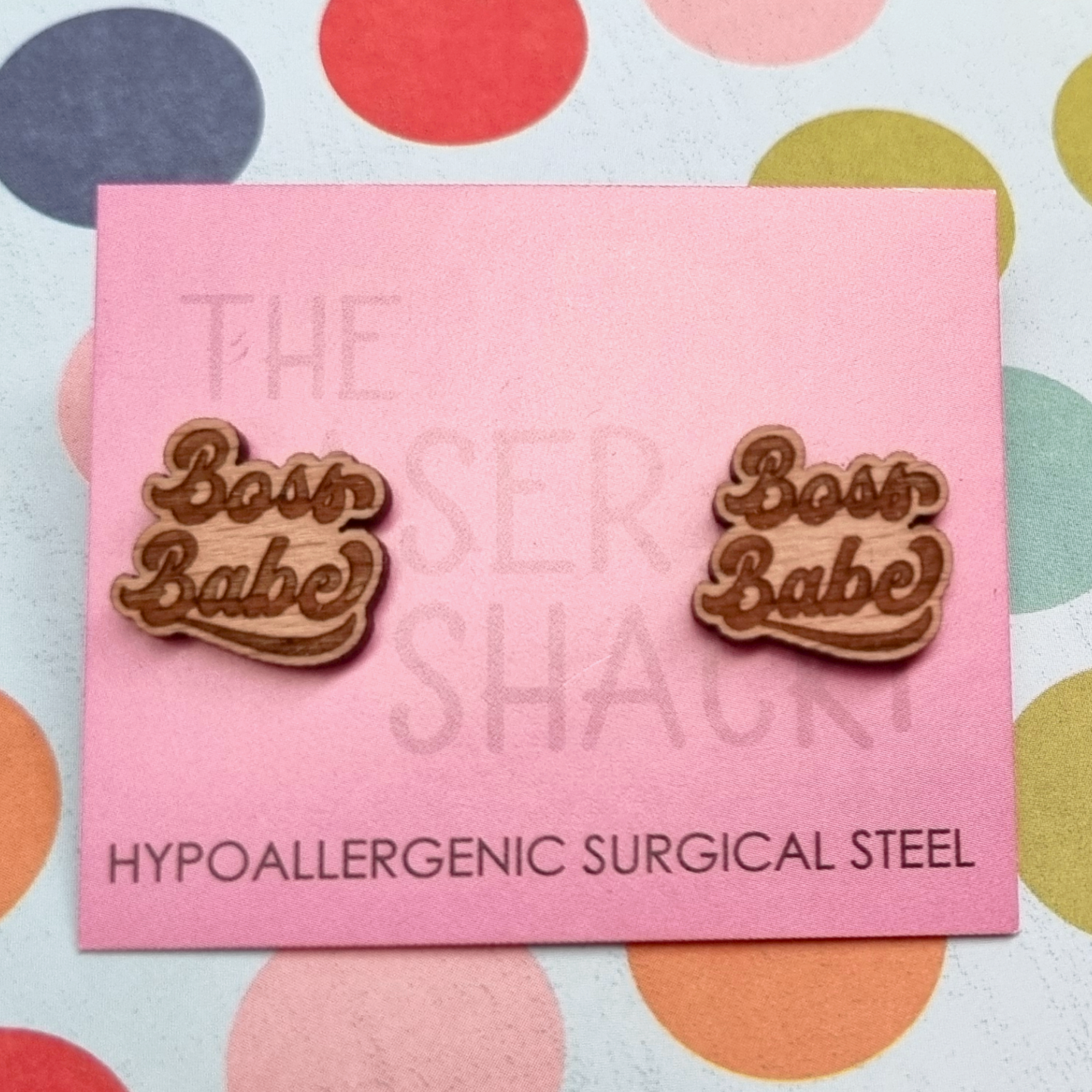 Boss Babe Studs Laser Cut Wood