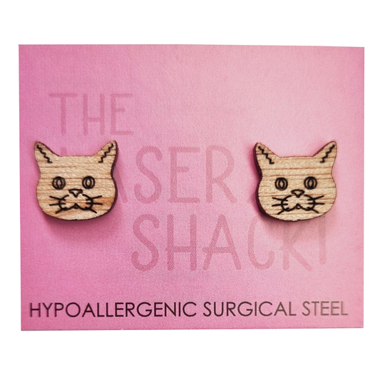 Kitty Cat Studs Laser Cut Wood