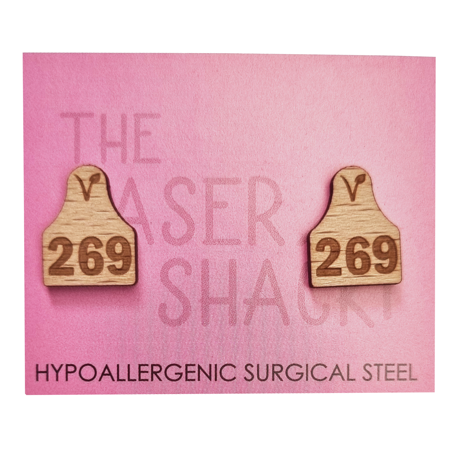 Cowtags Kalf 269 Animal Liberation Studs Laser Cut Wood