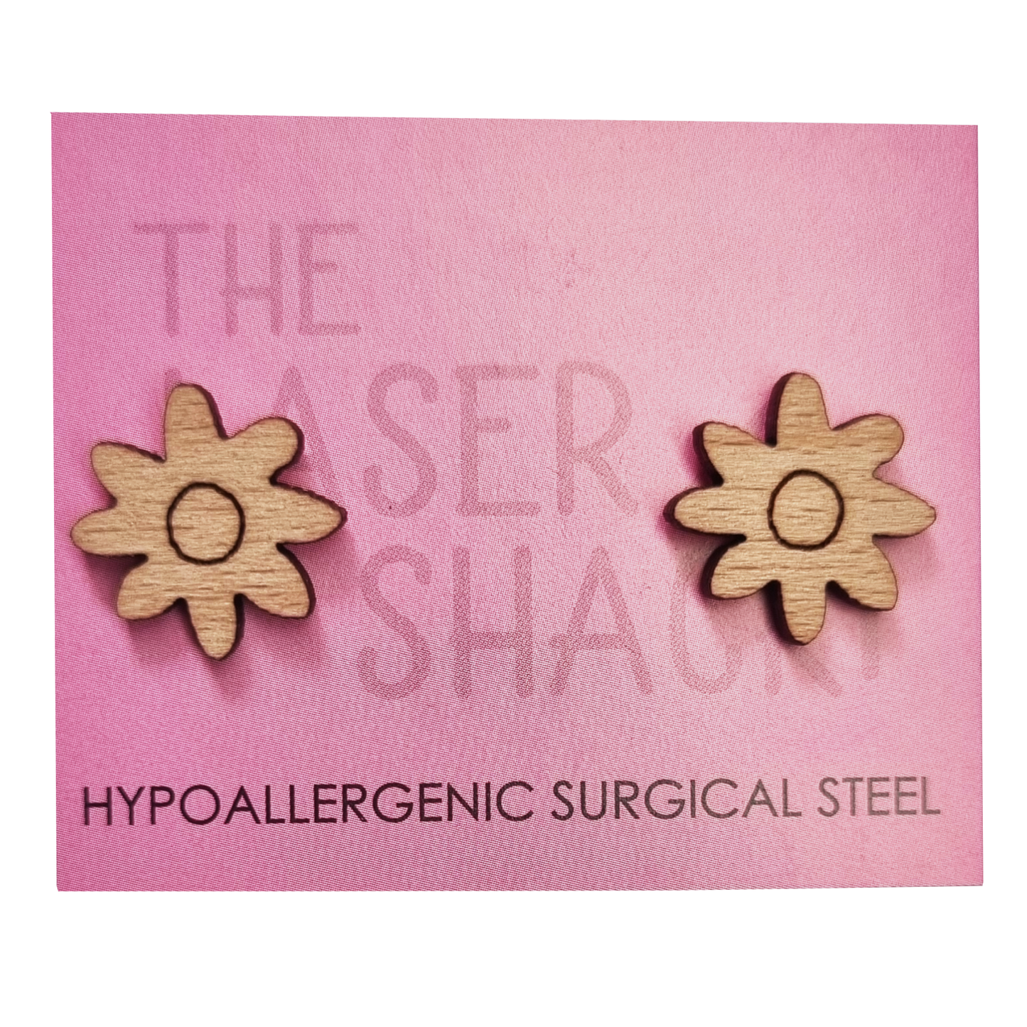 Daisy Flower Studs Laser Cut Wood
