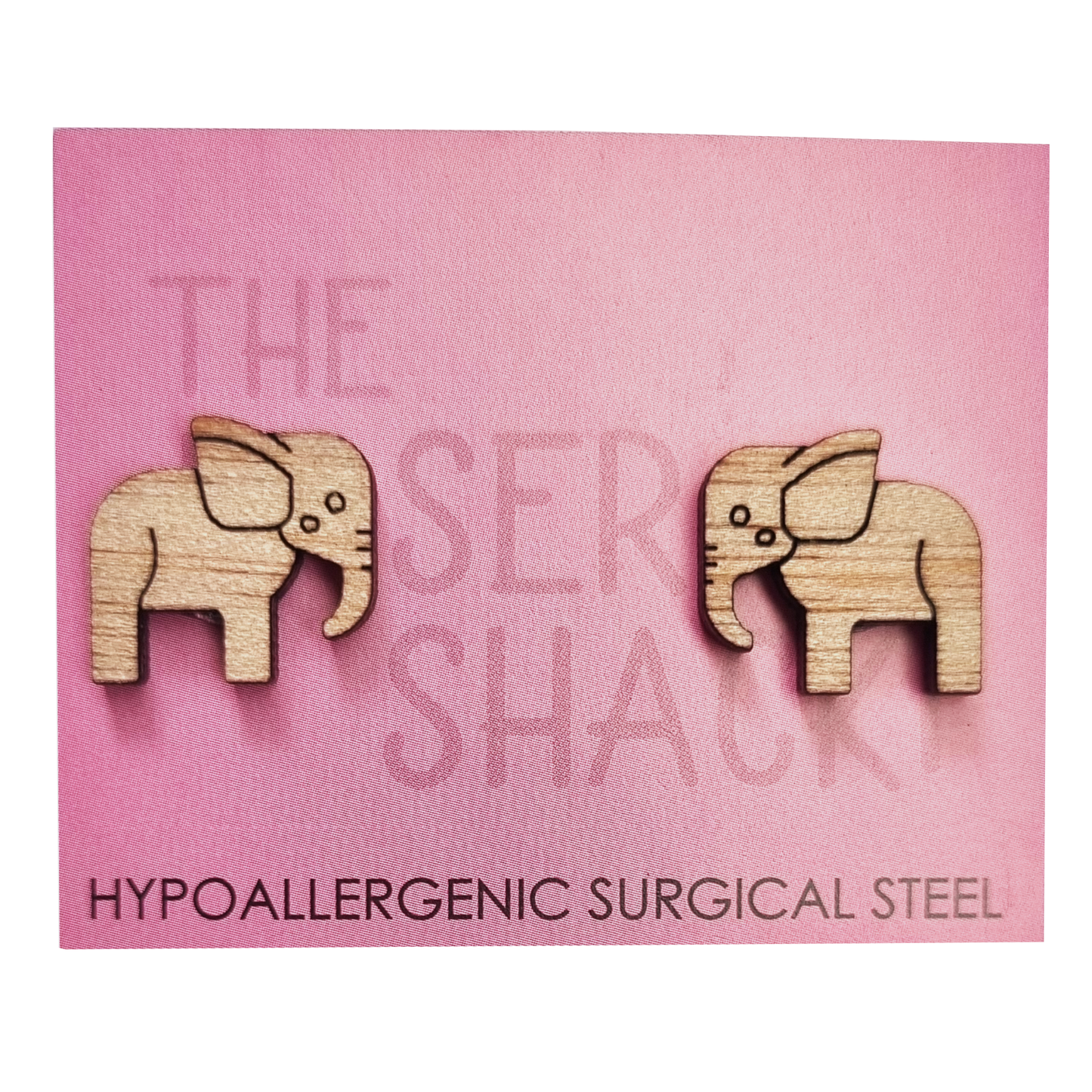 Elephant Studs Laser Cut Wood
