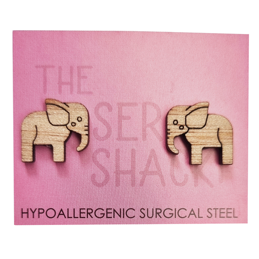Elephant Studs Laser Cut Wood