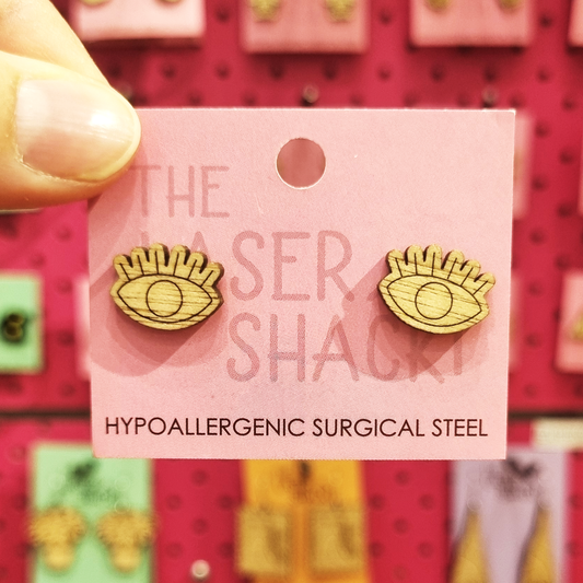 Evil Eye Studs Laser Cut Wood