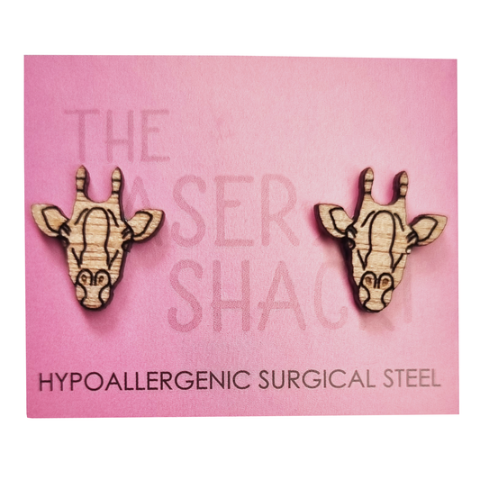 Giraffe Studs Laser Cut Wood