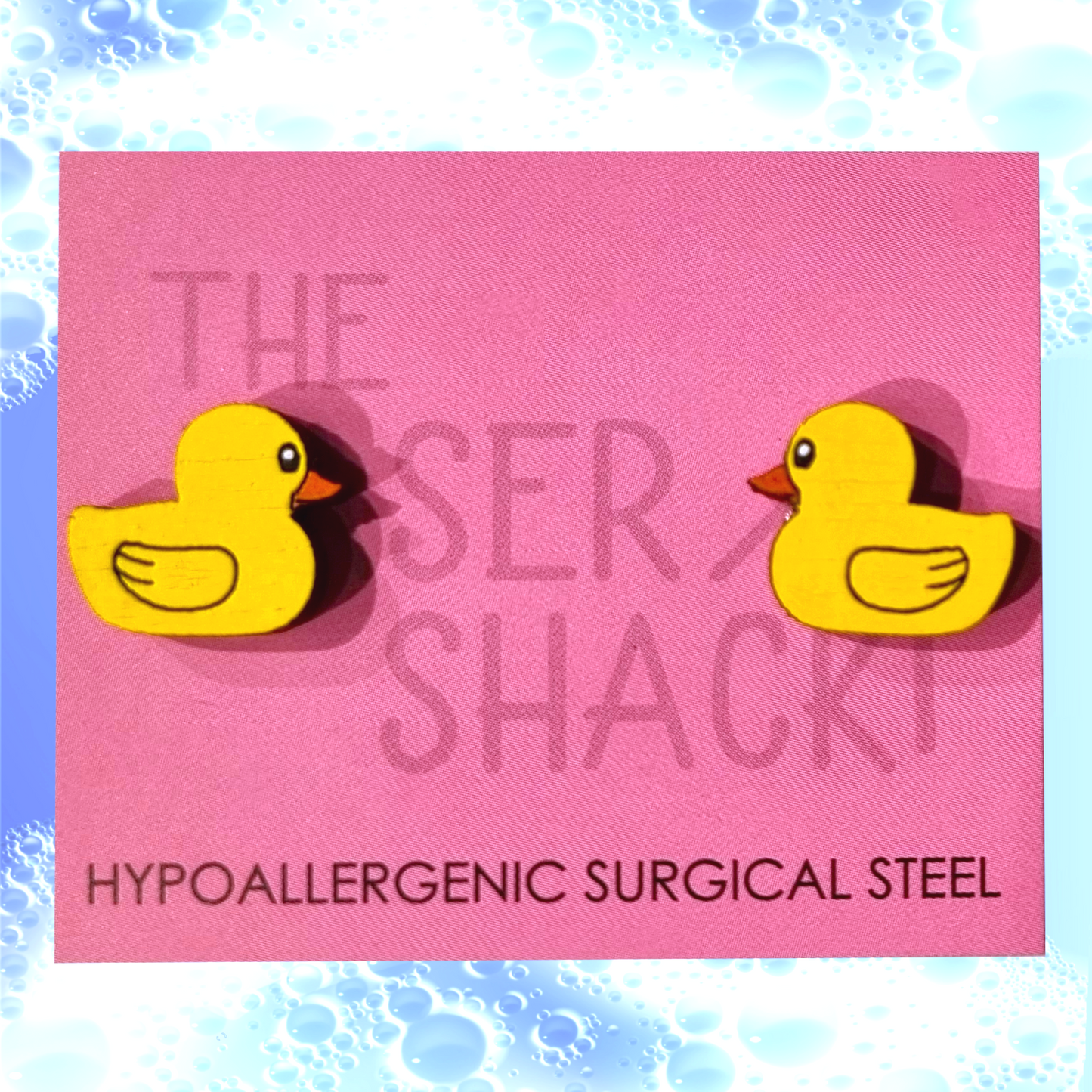 Rubber Ducky Studs Hand-Painted Wood