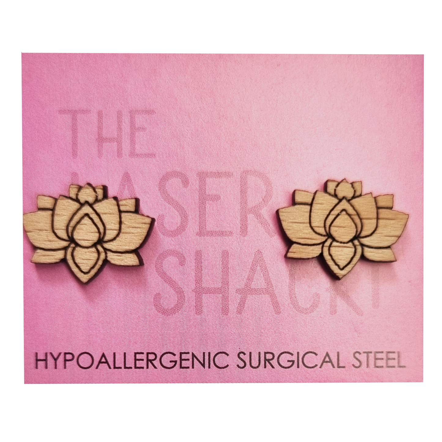 Lotus Flower Studs Laser Cut Wood