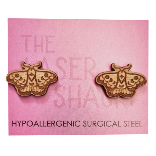 Mystic Moth Studs Laser Cut Wood