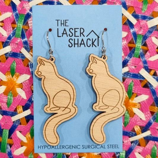 Earrings Feline - Wood