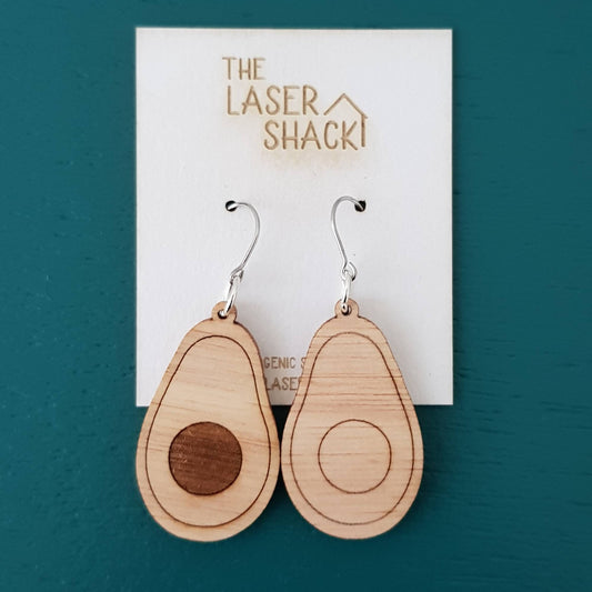 Earrings Avocados - Wood