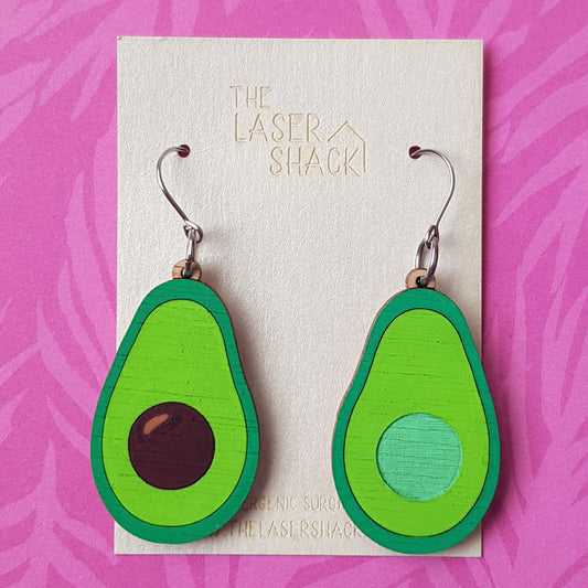 Earrings Avocados - Hand-painted Wood