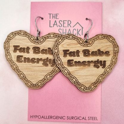 Fat Babe Energy Earrings Wood