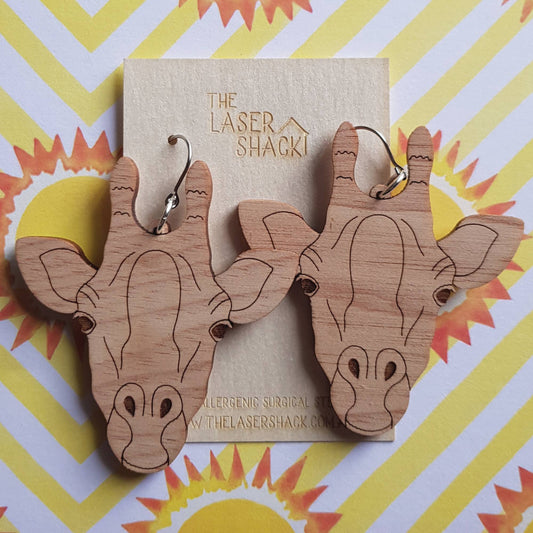 Earrings Giraffe - Wood