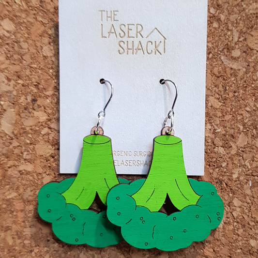 Earrings Broccoli - Hand-Painted Wood