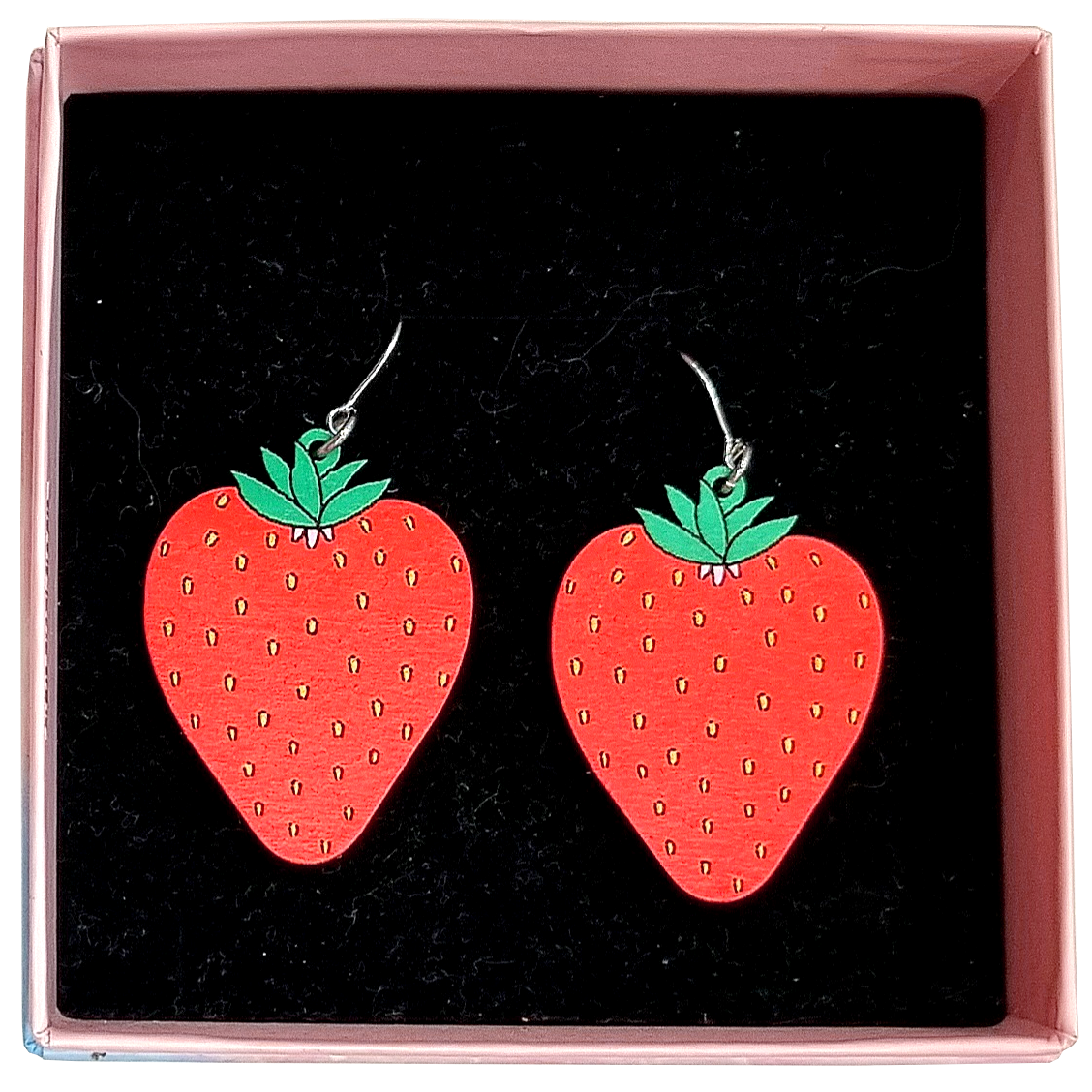 Strawberry Earrings Hand-Painted Wood