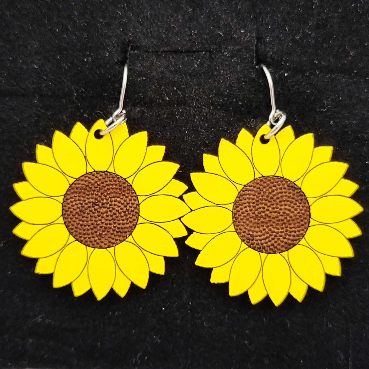 Sunflower Earrings Hand-Painted Wood