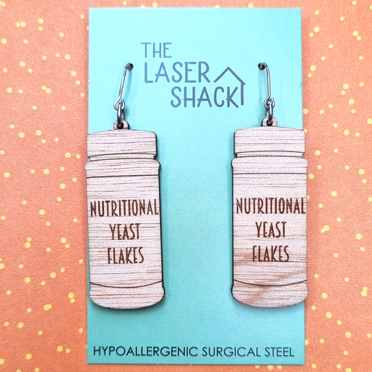 Earrings Nutritional Yeast Flakes NOOCH - Wood