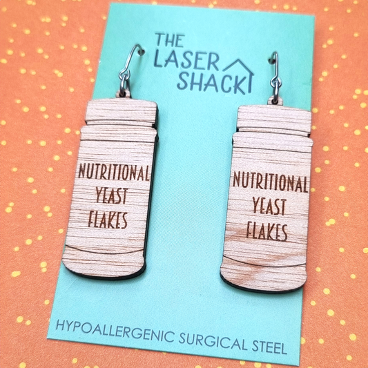 Earrings Nutritional Yeast Flakes NOOCH - Wood