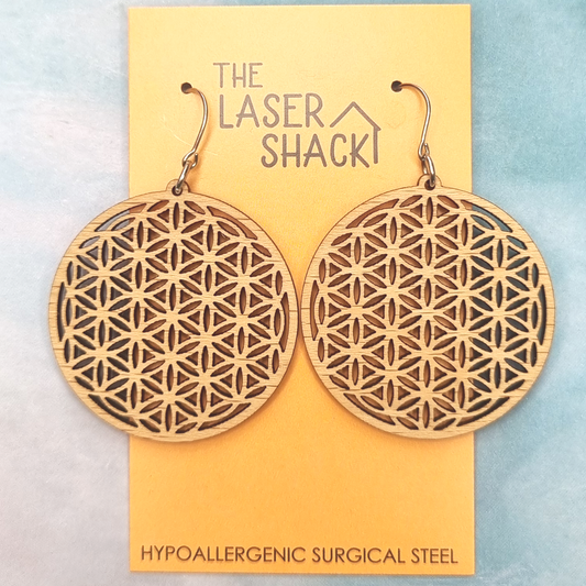 Earrings Flower of Life - Wood