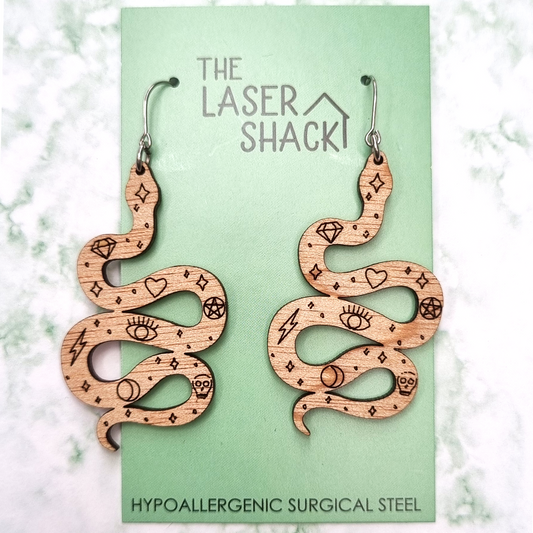 Earrings Mystic Snake - Wood