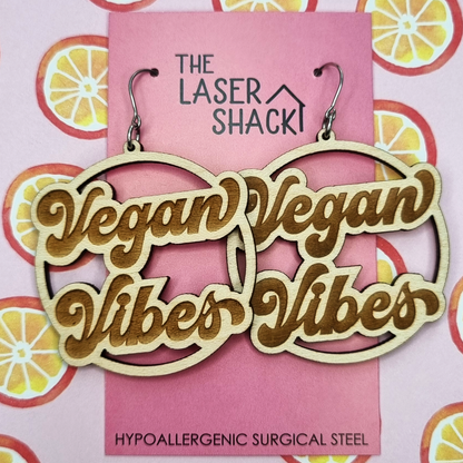 Vegan Vibes Earrings Wood