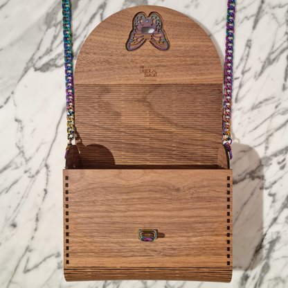 Wooden Handbag Rainbow Butterfly