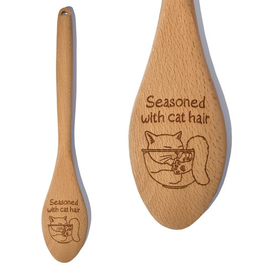 Seaoned With Cat Hair Spoon Engraved