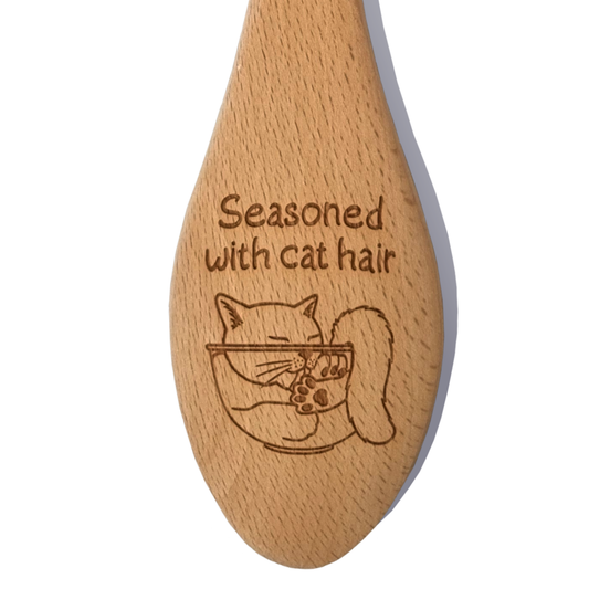 Seaoned With Cat Hair Spoon Engraved