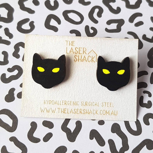 Studs Black Cat - Hand-Painted Wood