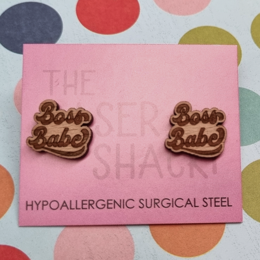 Studs Boss Babe - Wood