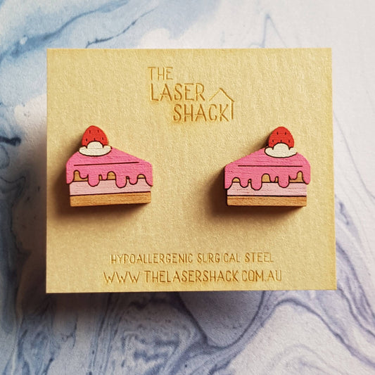 Studs Strawberry Cake - Hand-Painted Wood