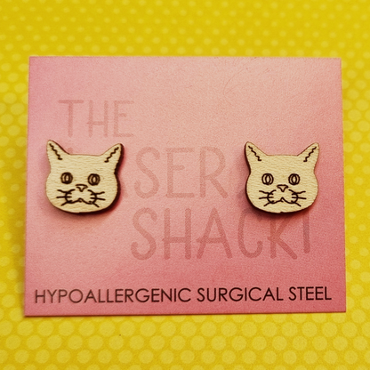 Kitty Cat Studs Laser Cut Wood