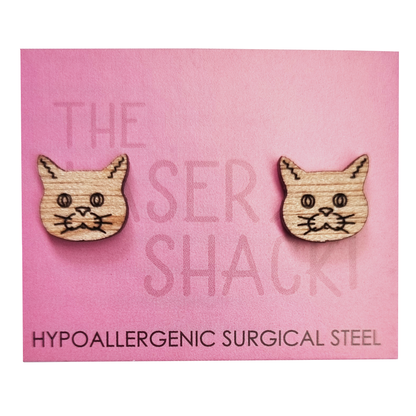 Kitty Cat Studs Laser Cut Wood