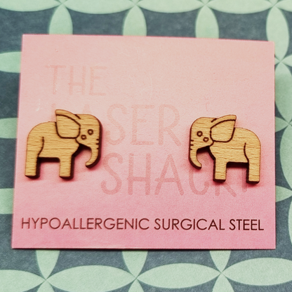 Elephant Studs Laser Cut Wood