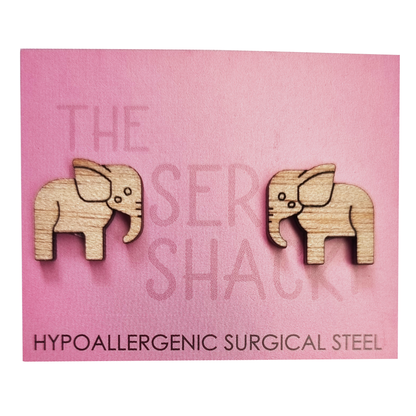 Elephant Studs Laser Cut Wood