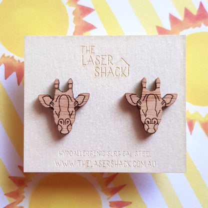 Giraffe Studs Laser Cut Wood