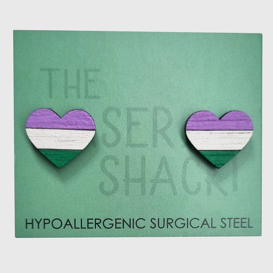 Studs Heart Genderqueer - Hand-Painted Wood
